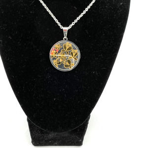 Gold and Silver Floral Pendant Necklace